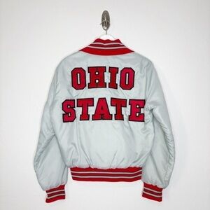 Vintage Ohio State Buckeyes Agler-Davidson Gray Bomber Jacket Size Small USA